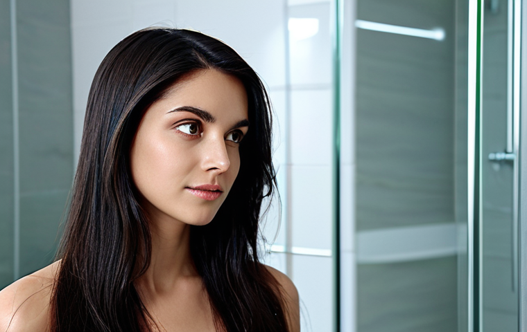 실리콘 프리 샴푸의 장단점 - The Deceptive Shine**

A close-up portrait of a woman (mid-20s to mid-30s, European features) with l...