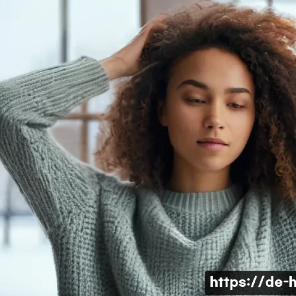 건조한 날씨에 적합한 헤어제품 - **Prompt 1: Winter Hair Woes and Dry Air**
    A close-up, expressive portrait of a young woman with...