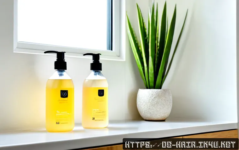글루텐 프리 샴푸 추천 - Photorealistic product comparison scene in a bright modern German bathroom, three elegant unbranded ...